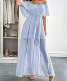 Off The Shoulder Corset Long Dress With Short Sleeves For Women