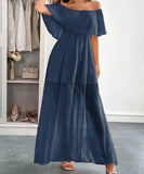 Off The Shoulder Corset Long Dress With Short Sleeves For Women