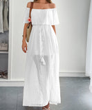 Off The Shoulder Corset Long Dress With Short Sleeves For Women