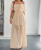 Off The Shoulder Corset Long Dress With Short Sleeves For Women