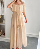 Off The Shoulder Corset Long Dress With Short Sleeves For Women