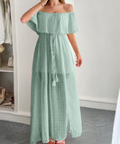 Off The Shoulder Corset Long Dress With Short Sleeves For Women