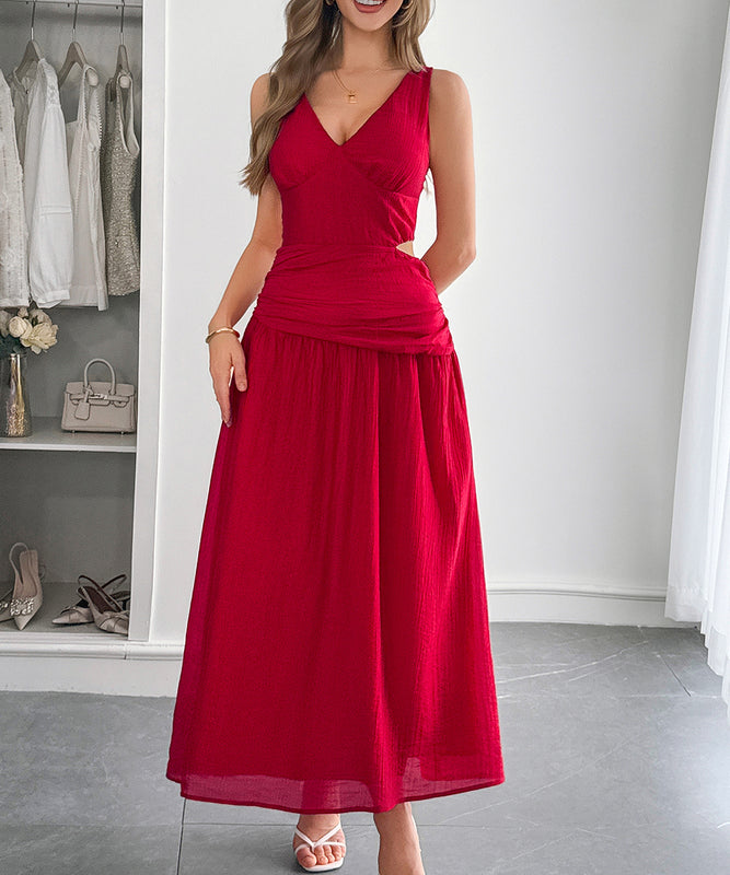 Elegant Deep V-Cut Dress Highlighting Your Waistline