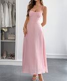 Casual Vacation Short Sleeved Fitted Long Dress for Summer