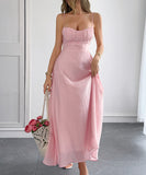 Casual Vacation Short Sleeved Fitted Long Dress for Summer