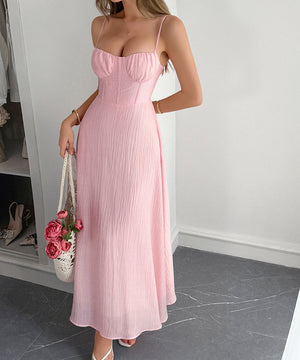 Casual Vacation Short Sleeved Fitted Long Dress for Summer