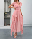 Elegant Long Dress with Corseted Waist for Figure Shaping