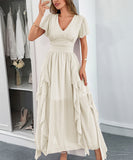 Elegant Long Dress with Corseted Waist for Figure Shaping