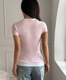 Two Piece Camisole Set For Women Short Sleeve Stretch Tee
