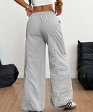 Casual Elastic Straight Leg Pants in Apricot and Light Grey