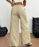 Casual Elastic Straight Leg Pants in Apricot and Light Grey