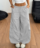 Casual Elastic Straight Leg Pants in Apricot and Light Grey