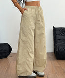 Casual Elastic Straight Leg Pants in Apricot and Light Grey