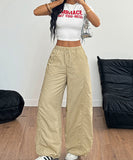 Casual Elastic Straight Leg Pants in Apricot and Light Grey