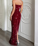 Strapless Long Evening Dress Polyester Black Navy Wine