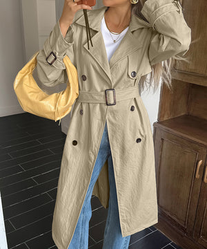 Women's Solid Color Long Sleeve Polyester Coat Chic