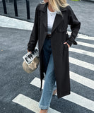 Women's Solid Color Long Sleeve Polyester Coat Chic