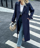 Women's Solid Color Long Sleeve Polyester Coat Chic