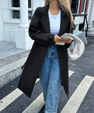 Women's Solid Color Long Sleeve Polyester Coat Chic