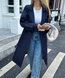 Women's Solid Color Long Sleeve Polyester Coat Chic