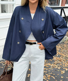 Casual Vacation Style Button Up Long Sleeved Women's Coat