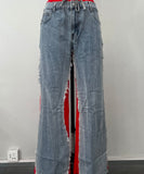 Trendy Women's Denim Pants in White Black and Red Stylish Fit