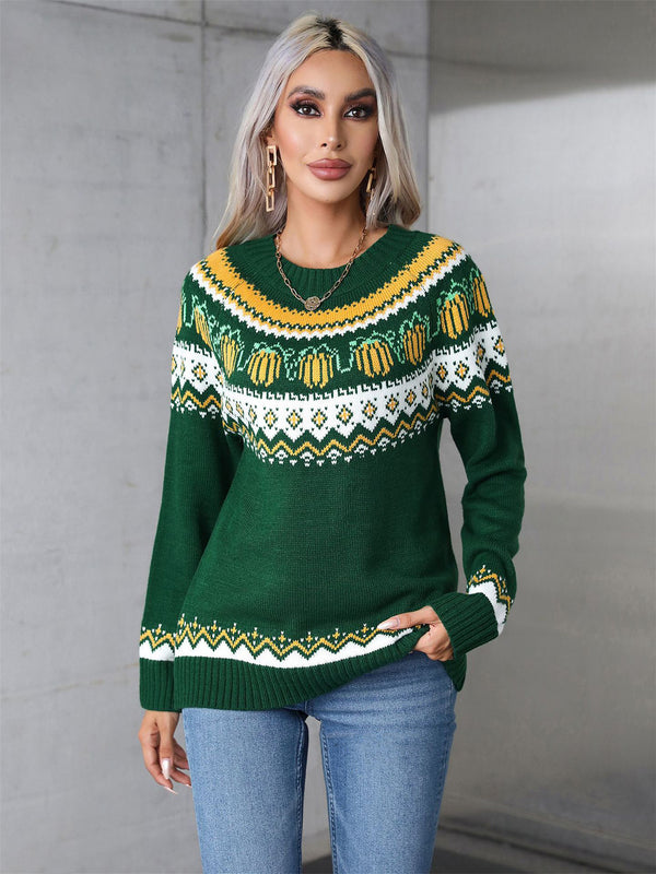 Relaxed Classic Christmas Round Neck Sweater For Women