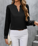 Ladies Blended Chiffon Long Sleeve Solid Color Blouse
