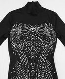 Hot Drill Tight Club Women Fashion Long-Sleeved Romper for Nightlife