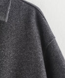 Pure Color Wide Zip Wool Coat With Classic Fit Beige