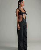 Low Waist Belted Wide Leg Jeans in Classic Blue or Black