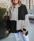 Casual Patchwork Collar Long Sleeve Pullover Soft And Cozy