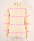 Classic Women Heart Pattern Knit Sweater Trendy Pullover