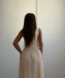 Sleeveless Tank Top Two Piece Set With Pleated Sleeves Women