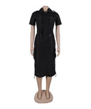 Multi-pocket Cargo Drawstring Pocket Dress for Casual Style