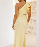 Fashionable One Shoulder Slimming Dress in Vibrant Colors