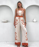 Floral Camisole And Wide Leg Pants Set Multicolor Chic