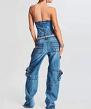 Fashionable Multi-Pocket Patchwork Accordion Jeans for Men