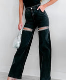 Multi-Pocket Hand-Drilled Washed Jeans for Stylish Comfort
