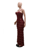 Glamorous Sequin Fashion Halter Wrap Hip A-Line Dress