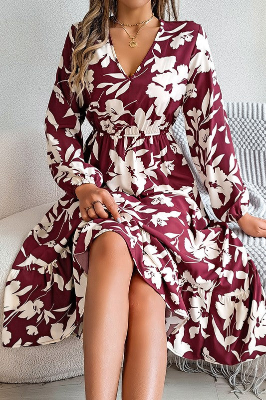 Elegant Long-Sleeved Peplum Dress
