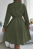 Chic Long Sleeve Button-Up Waist Shirt Dress