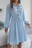 Chic Long Sleeve Button-Up Waist Shirt Dress