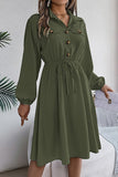 Chic Long Sleeve Button-Up Waist Shirt Dress