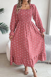 Elegant Maxi Skirt with Distinctive Wooden Accents and Square Neckline