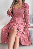 Elegant Maxi Skirt with Distinctive Wooden Accents and Square Neckline