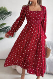 Elegant Maxi Skirt with Distinctive Wooden Accents and Square Neckline