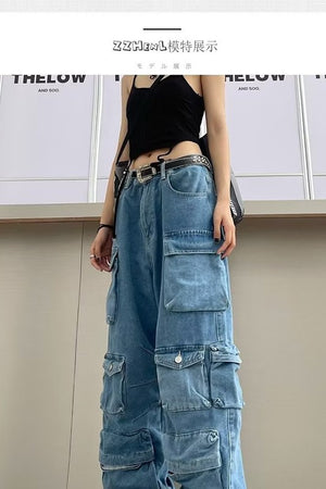 Patchwork Utility Denim Overalls