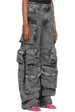 Patchwork Utility Denim Overalls