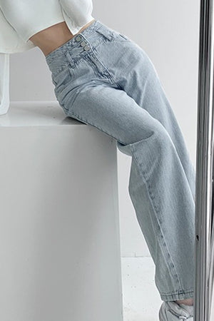 Elevated High-Waisted Wide-Leg Denim Trousers